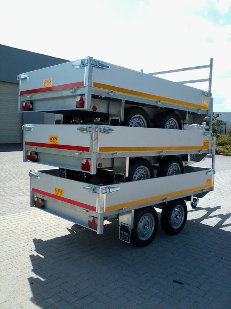 Plateau aanhangwagen dubbelas ongeremd 750kg-3m10x1m60x30